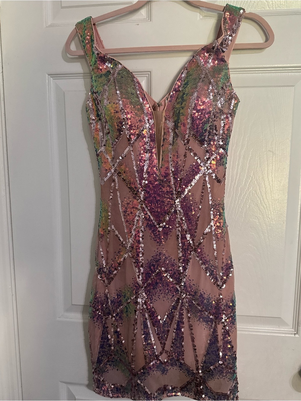 Jovani Iridescent Sequin Cocktail Mini Dress | Like New